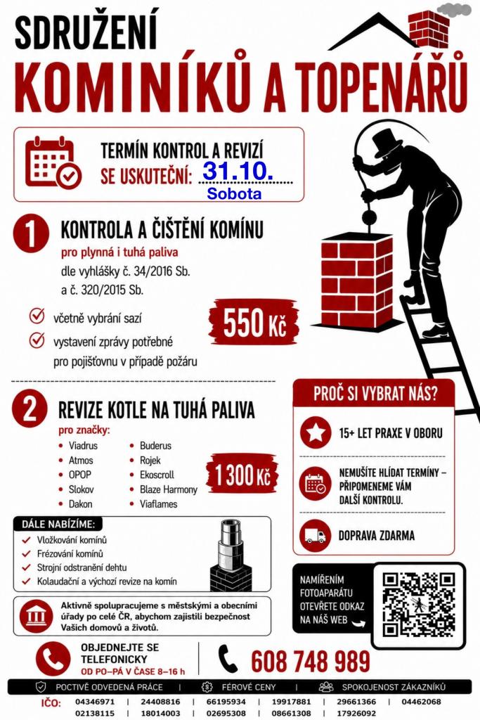 Kominictví - kontroly a revize